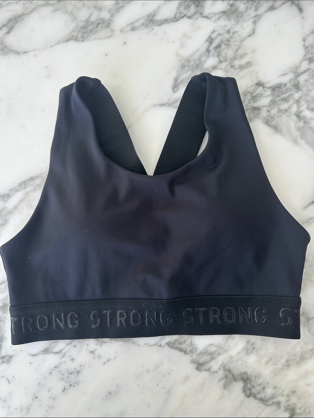 Zumba Strong Black Logo Band Sports Bra Small Removable Cups